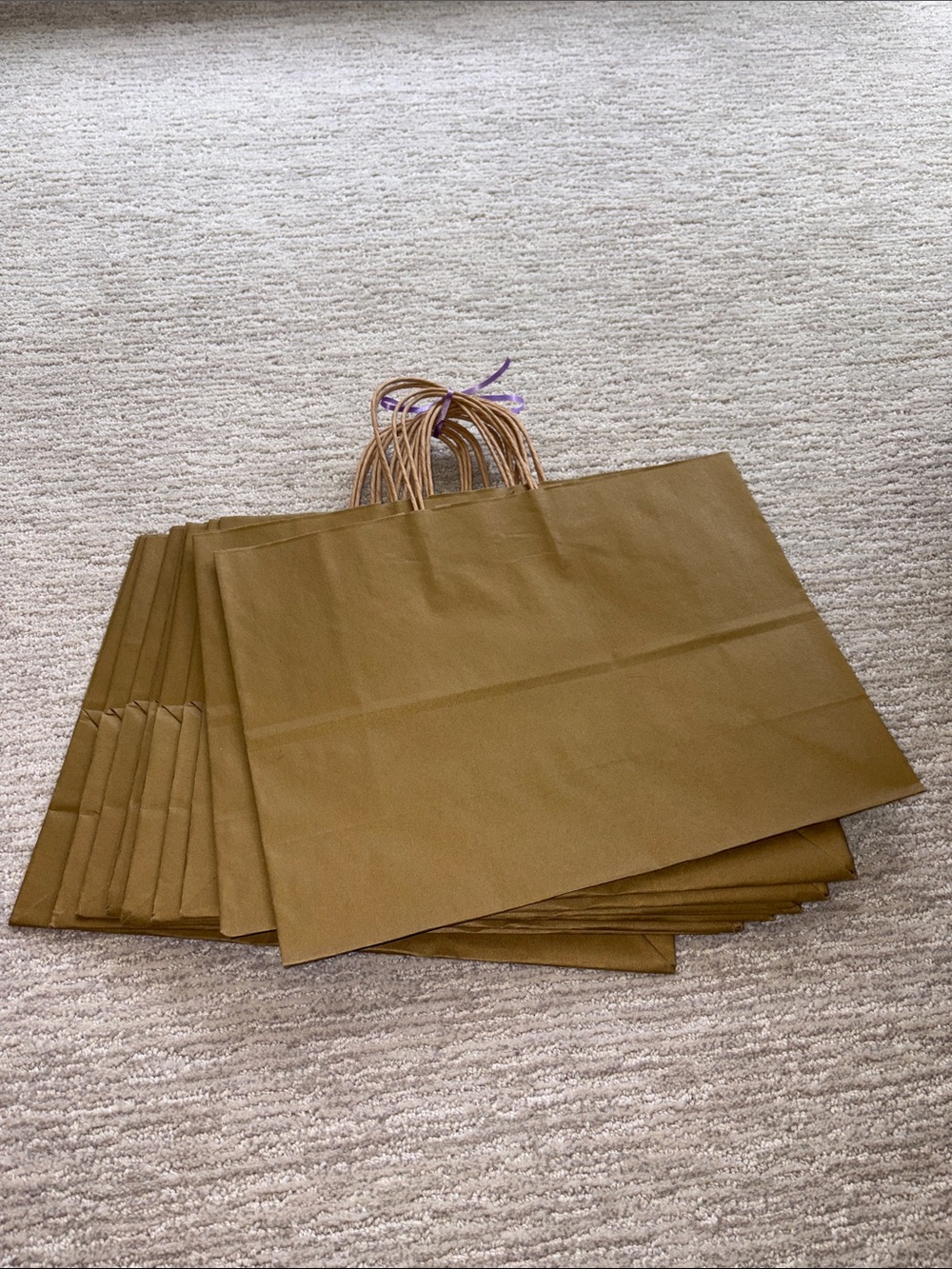 10 Gold Paper Gift Shopping Tote Bag with Twisted Handles Recycled Paper